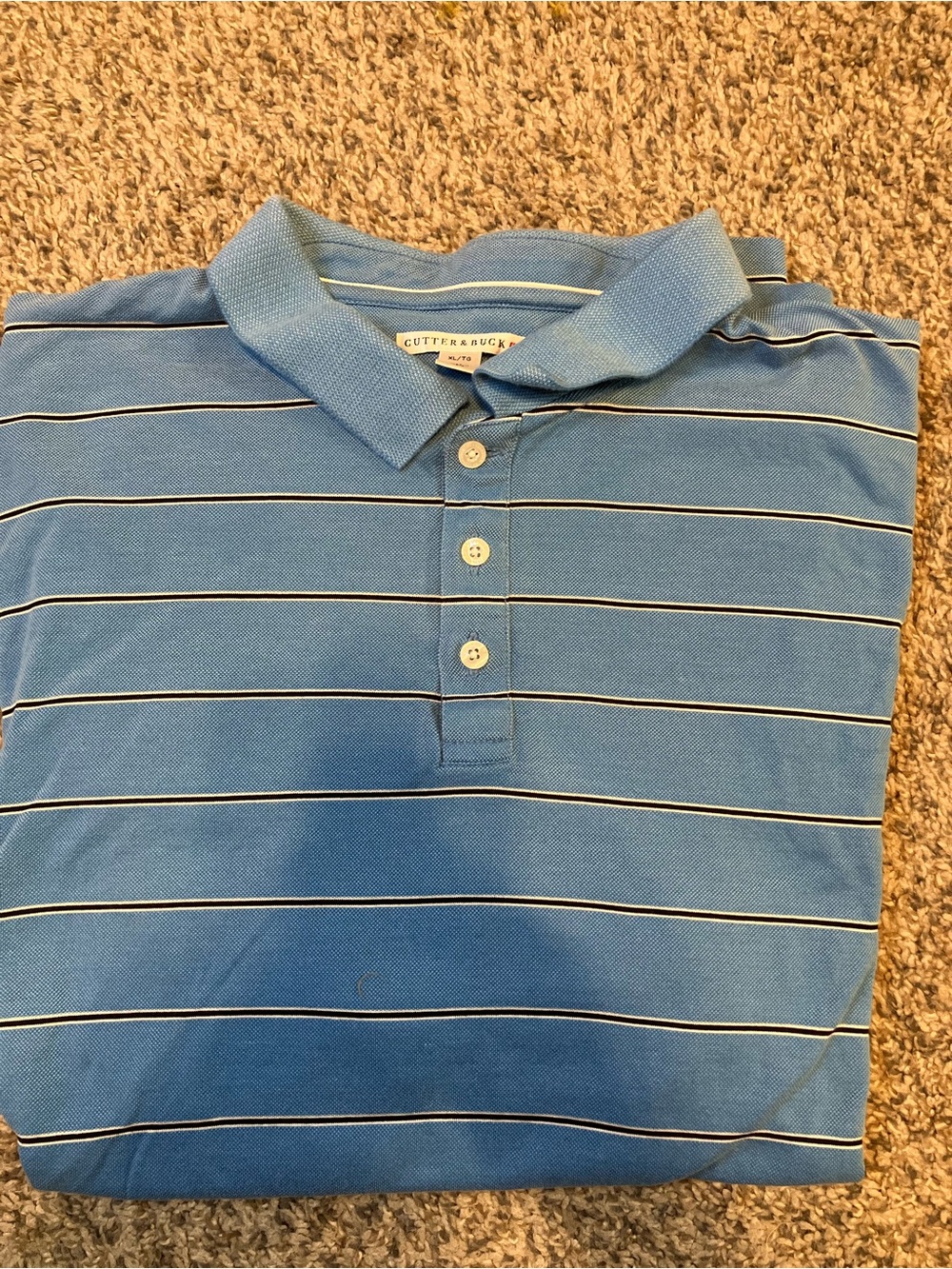 Cutter & Buck Blue Striped Polo Shirt size XL